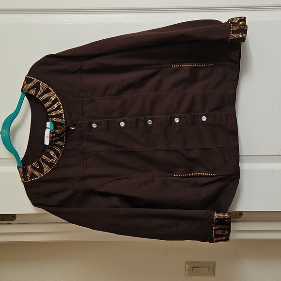 Quacker Factory Jackets & Blazers - Quacker Factory Chocolate Brown Top